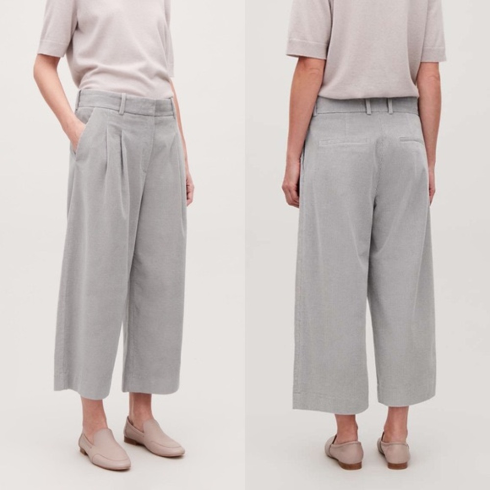 COS wide leg light gray cropped pants